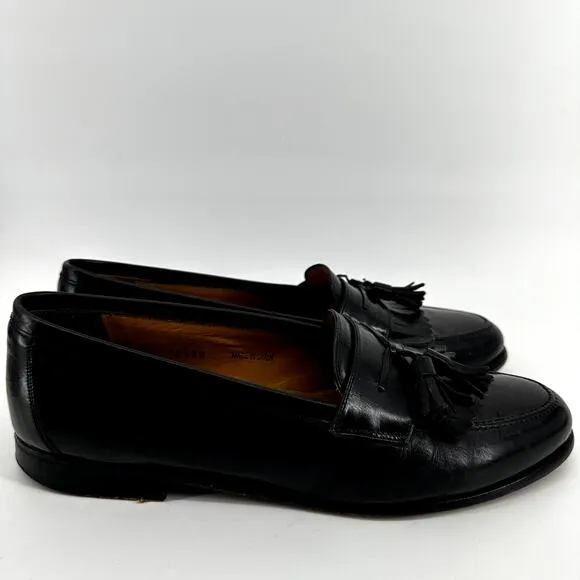 Mezlan Santander Tassel Loafer Shoes Slip On Leather Flat Heeled Black US 10