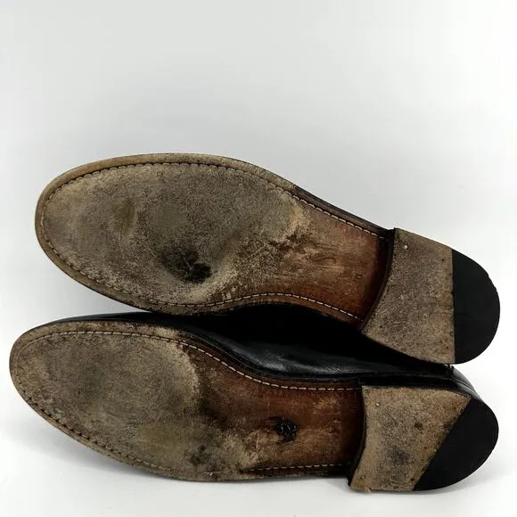 Mezlan Santander Tassel Loafer Shoes Slip On Leather Flat Heeled Black US 10