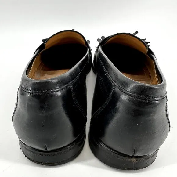 Mezlan Santander Tassel Loafer Shoes Slip On Leather Flat Heeled Black US 10