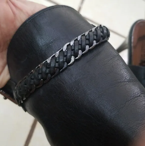 MICHAEL KORS leather open toe heels chain hooded