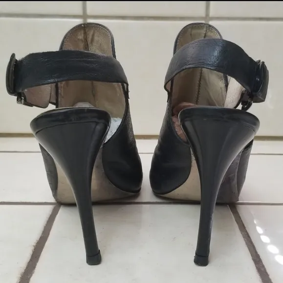MICHAEL KORS leather open toe heels chain hooded