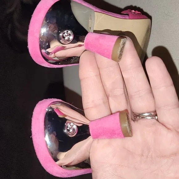 Michael Michael Kors Amal Kitten sandals open square toe pink size 8.5M heel 2in
