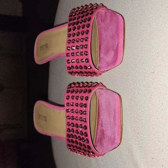 Michael Michael Kors Amal Kitten sandals open square toe pink size 8.5M heel 2in