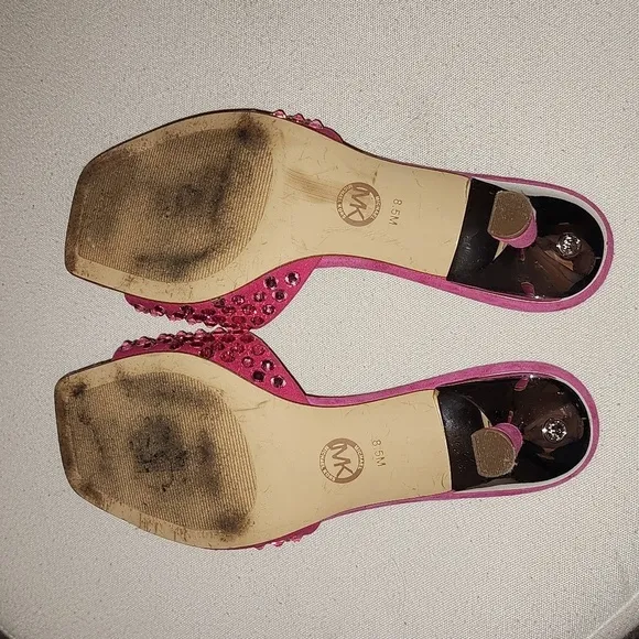 Michael Michael Kors Amal Kitten sandals open square toe pink size 8.5M heel 2in