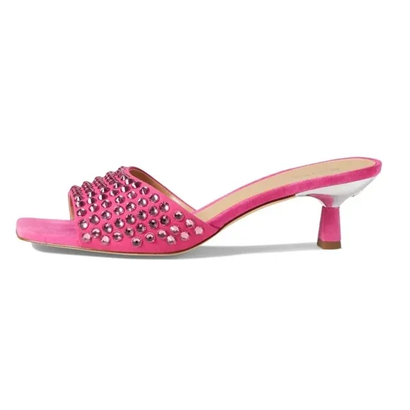 Michael Michael Kors Amal Kitten sandals open square toe pink size 8.5M heel 2in