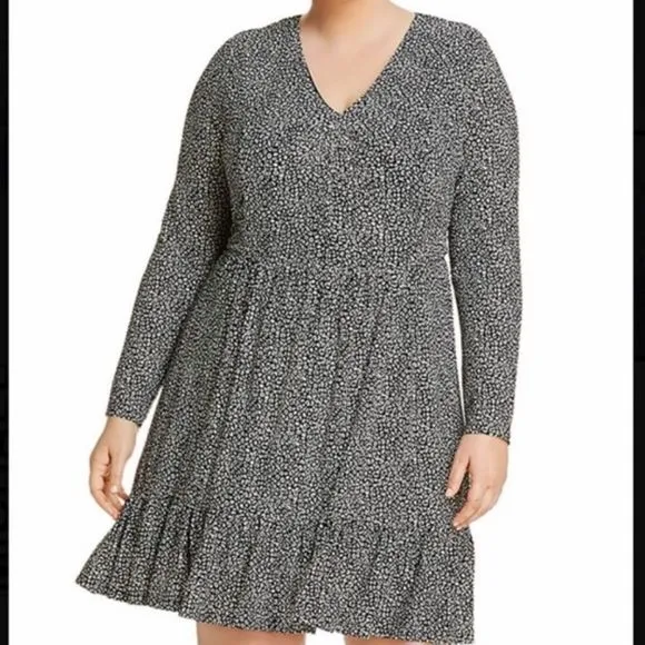 MICHAEL MICHAEL KORS Women's Dress Fit N Flair Long Sleeve Cocktail 0X Black NEW