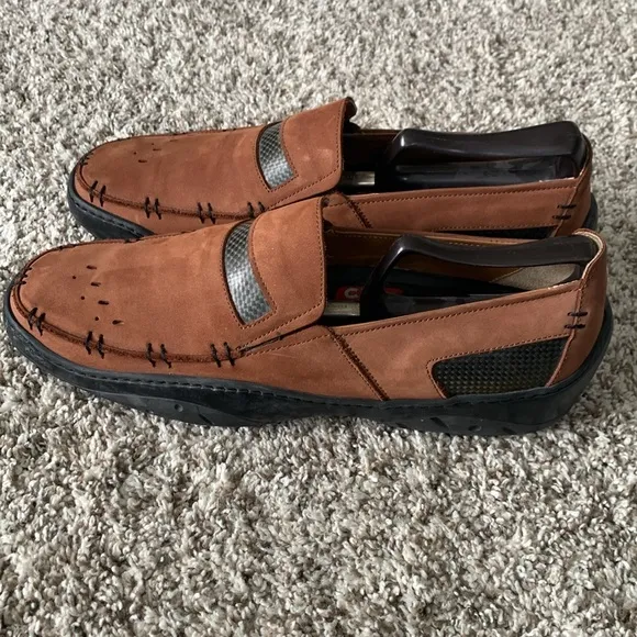 Michael Toschi Men's Mach Driving Shoes in Cinnamon Nubuck Brown