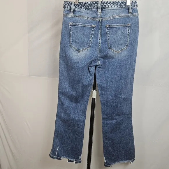Miss Me button fly cropped jeans braided waistband size 26