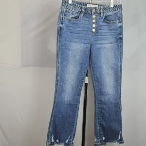 Miss Me button fly cropped jeans braided waistband size 26