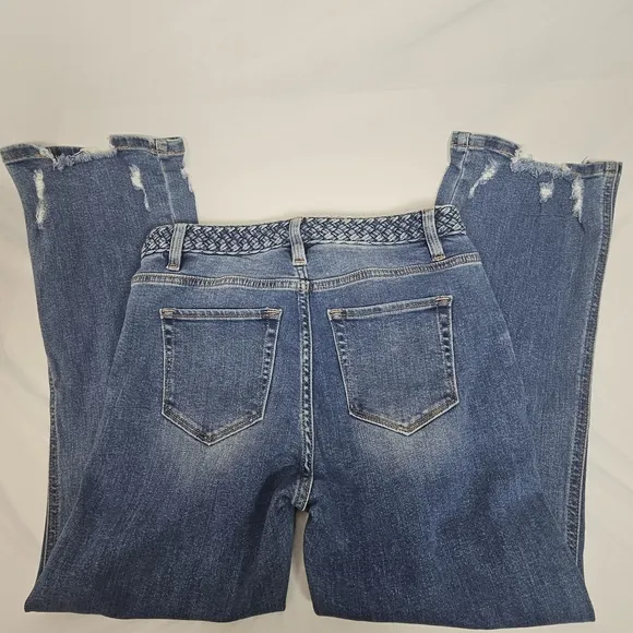 Miss Me button fly cropped jeans braided waistband size 26