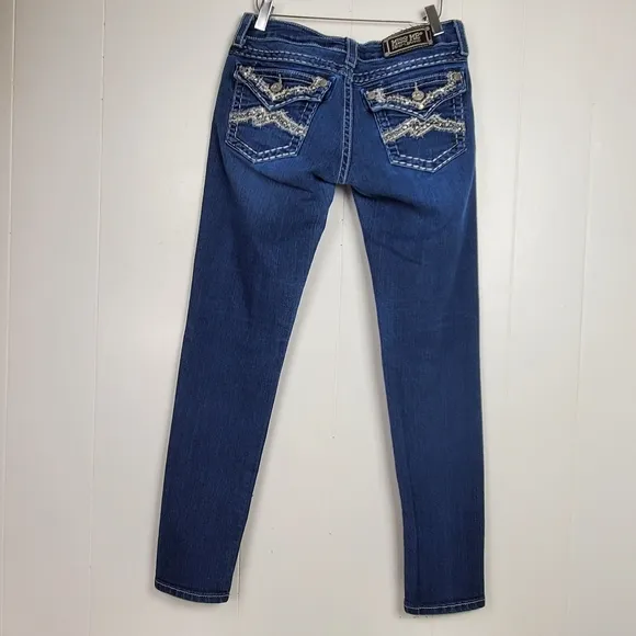 Miss Me JE107252R rhinestone embroidered skinny jeans size 28
