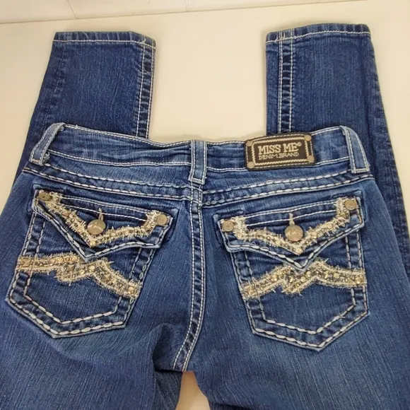 Miss Me JE107252R rhinestone embroidered skinny jeans size 28