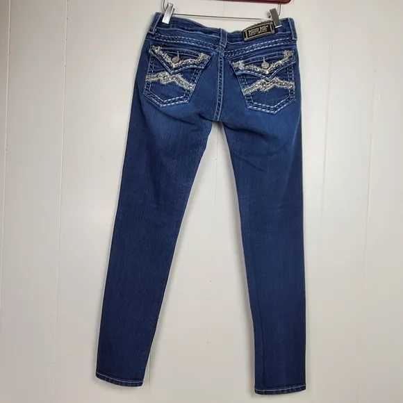 Miss Me JE107252R rhinestone embroidered skinny jeans size 28