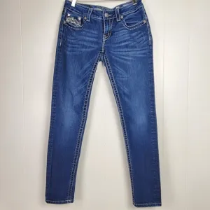 Miss Me JE107252R rhinestone embroidered skinny jeans size 28