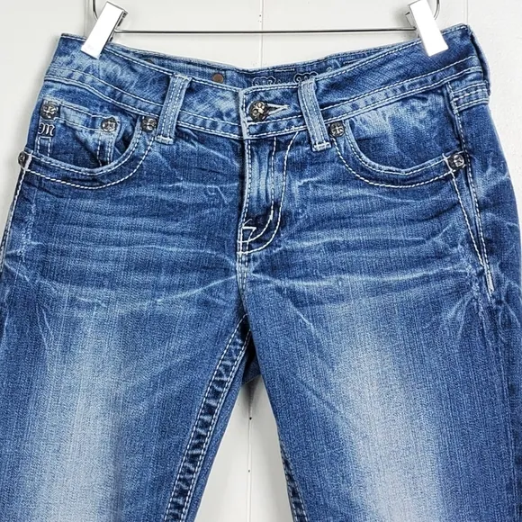 Miss Me JE604878R straight leg beeded studded rhinestone jeans size 28