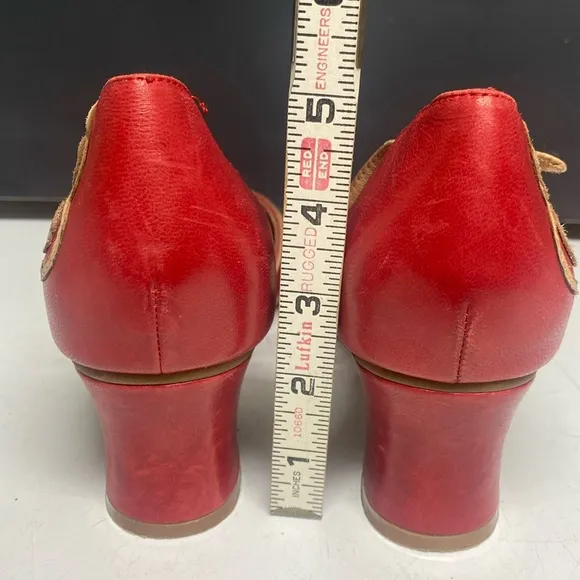 MIZ MOOZ Elly Red Leather Shoes Ankle Strap Heeled Size 9
