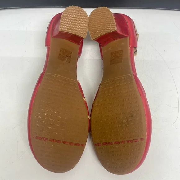 MIZ MOOZ Elly Red Leather Shoes Ankle Strap Heeled Size 9
