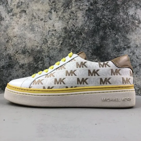 MMK Michael Kors Women's Size 6M Chapman White Brown Yellow Leather Shoes