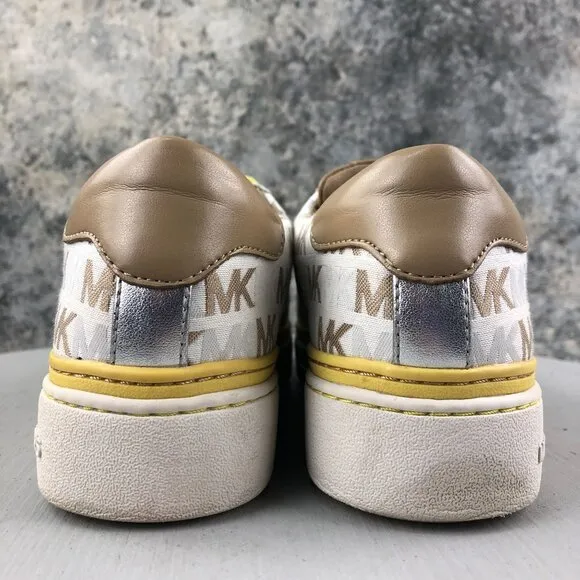 MMK Michael Kors Women's Size 6M Chapman White Brown Yellow Leather Shoes