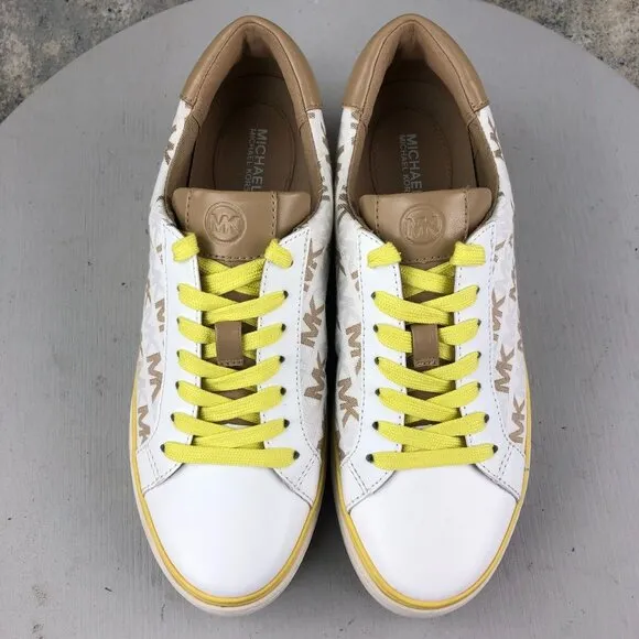 MMK Michael Kors Women's Size 6M Chapman White Brown Yellow Leather Shoes