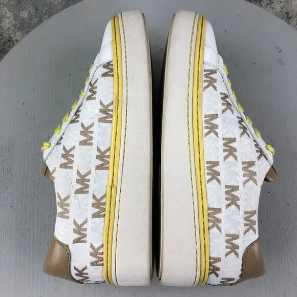 MMK Michael Kors Women's Size 6M Chapman White Brown Yellow Leather Shoes