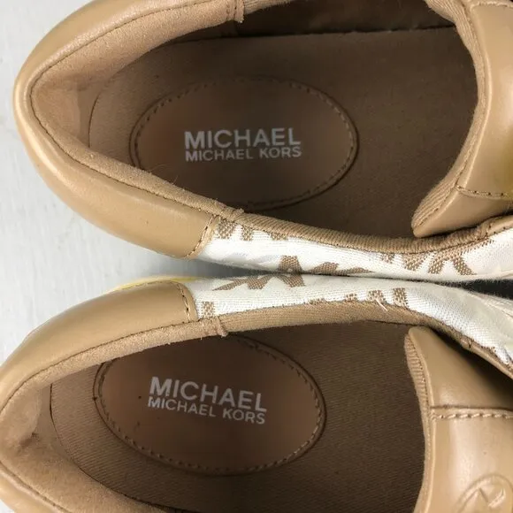 MMK Michael Kors Women's Size 6M Chapman White Brown Yellow Leather Shoes