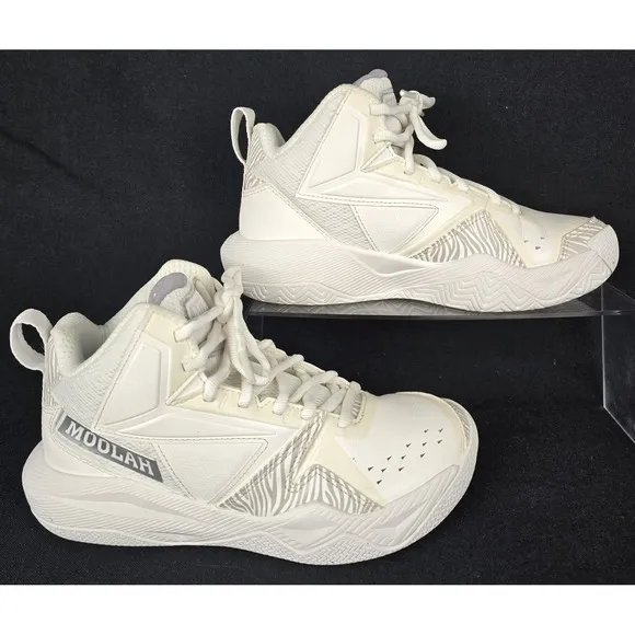 MOOLAH Girls Sz 3.5 Kicks MPB Press Break Basketball Shoe White Gray Mid Sneaker