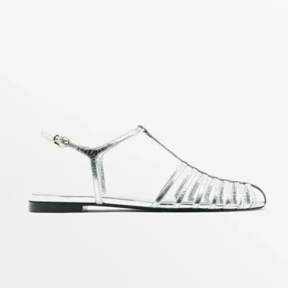 MOSSIMO DUTTI Silver Caged Sandals, Size 36, NWT
