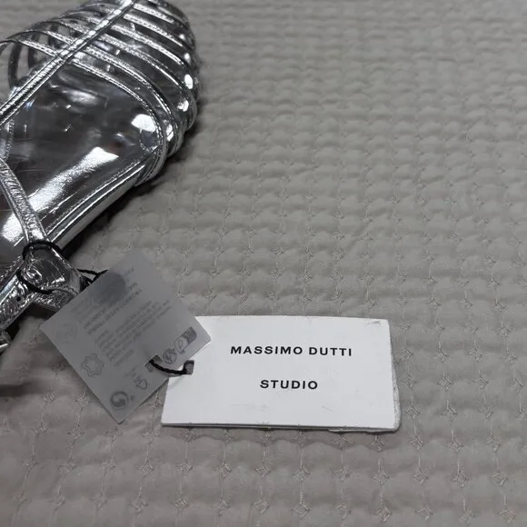 MOSSIMO DUTTI Silver Caged Sandals, Size 36, NWT