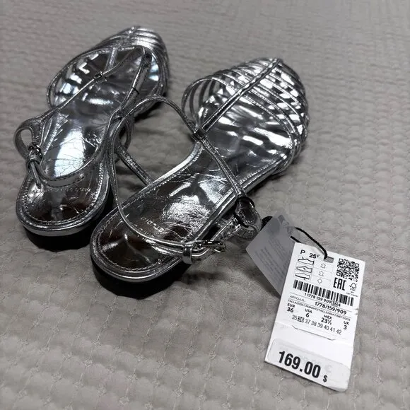 MOSSIMO DUTTI Silver Caged Sandals, Size 36, NWT