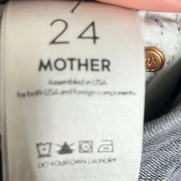 MOTHER High Waisted Looker Skinny Jeans In Miss Moody Two Shoes Racer Size 24