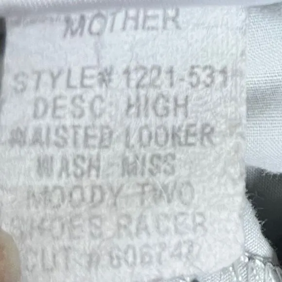 MOTHER High Waisted Looker Skinny Jeans In Miss Moody Two Shoes Racer Size 24