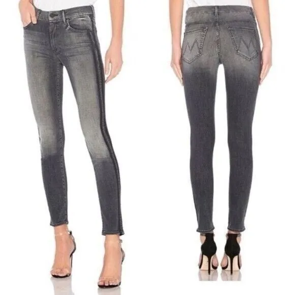 MOTHER High Waisted Looker Skinny Jeans In Miss Moody Two Shoes Racer Size 24