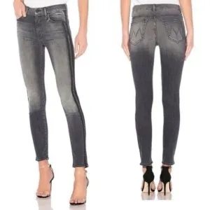 MOTHER High Waisted Looker Skinny Jeans In Miss Moody Two Shoes Racer Size 24