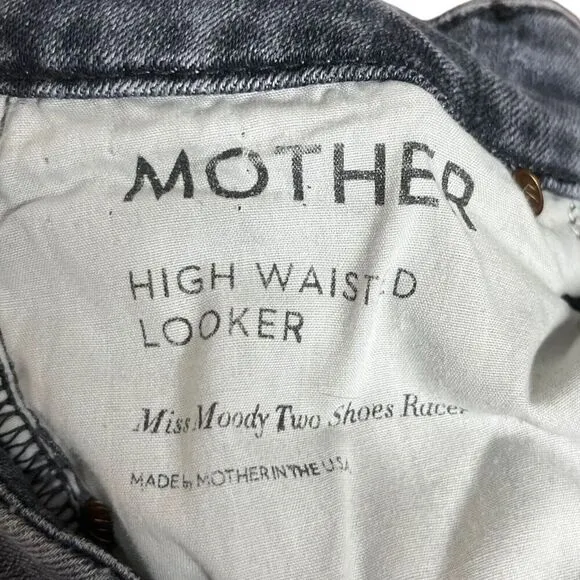 MOTHER High Waisted Looker Skinny Jeans In Miss Moody Two Shoes Racer Size 24