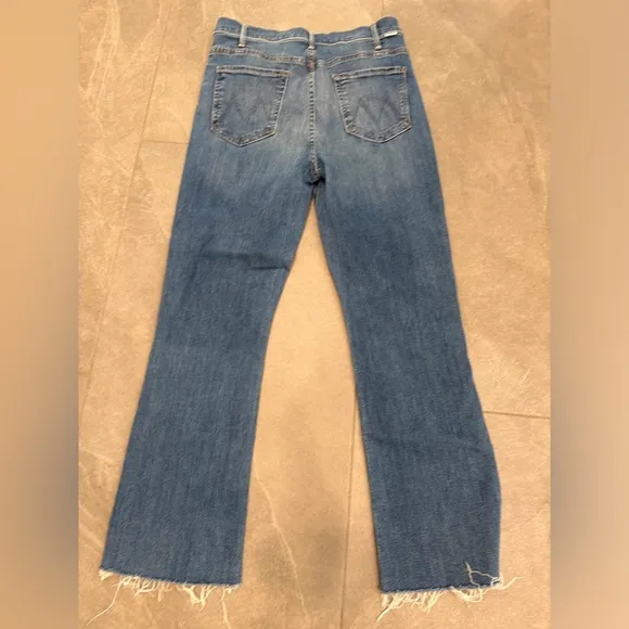 Mother The Hustler Ankle Fray High Rise Flare Jeans in Healing Jar size 32