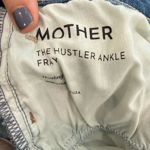 Mother The Hustler Ankle Fray High Rise Flare Jeans in Healing Jar size 32
