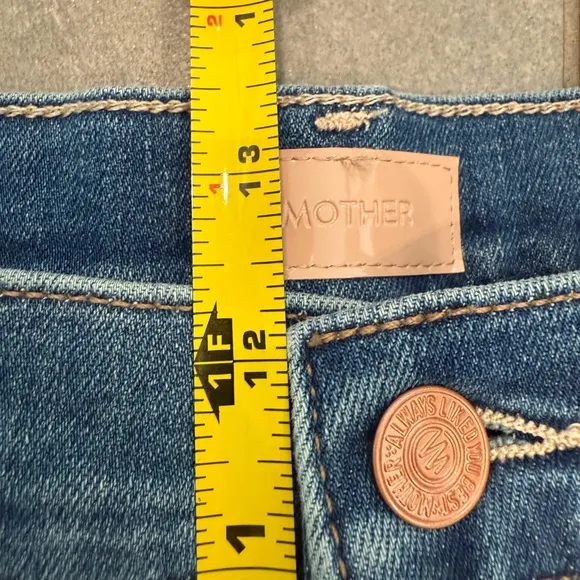 Mother The Hustler Ankle Fray High Rise Flare Jeans in Healing Jar size 32