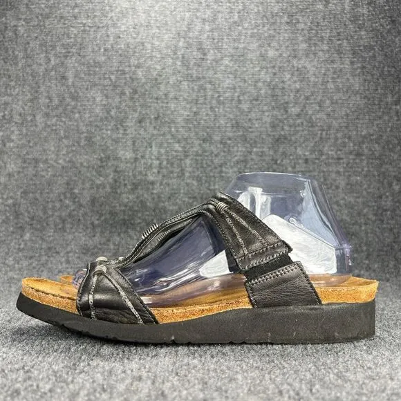 Naot Dana Black Leather T Strap Sandals Womens 42 US 11-11.5 Comfort Shoes