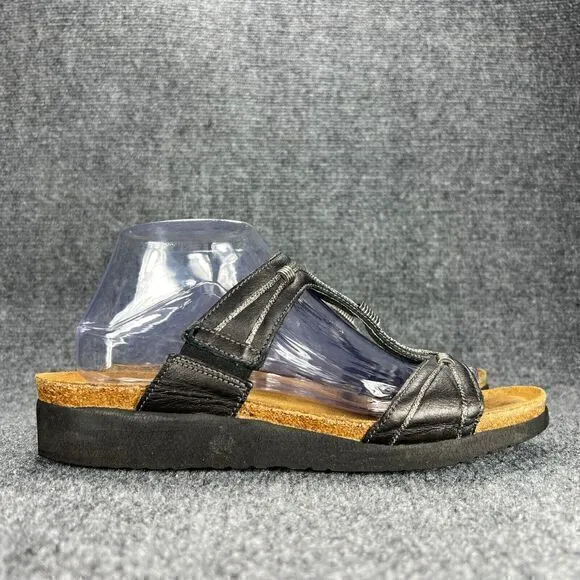 Naot Dana Black Leather T Strap Sandals Womens 42 US 11-11.5 Comfort Shoes