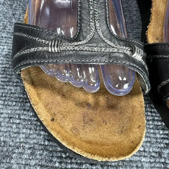 Naot Dana Black Leather T Strap Sandals Womens 42 US 11-11.5 Comfort Shoes