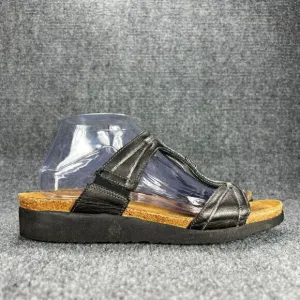 Naot Dana Black Leather T Strap Sandals Womens 42 US 11-11.5 Comfort Shoes