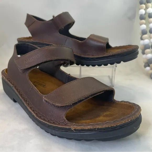 NAOT Karenna Brown Leather Slingback Sandals size 6-6.5