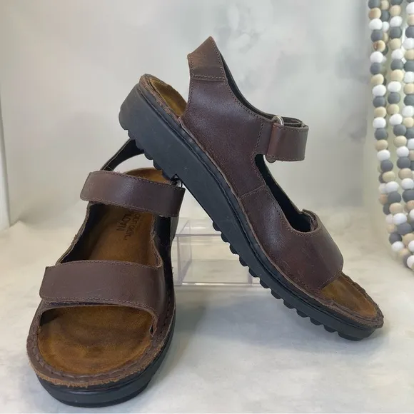 NAOT Karenna Brown Leather Slingback Sandals size 6-6.5