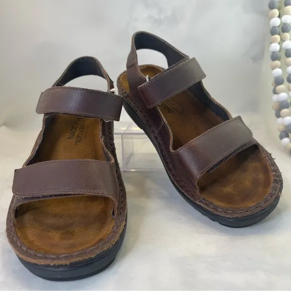 NAOT Karenna Brown Leather Slingback Sandals size 6-6.5