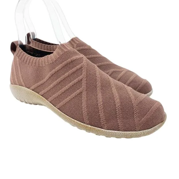 NAOT Mauve Knit Slip On Sneakers Comfort Shoes Women's Size EU 39 Made in Israel