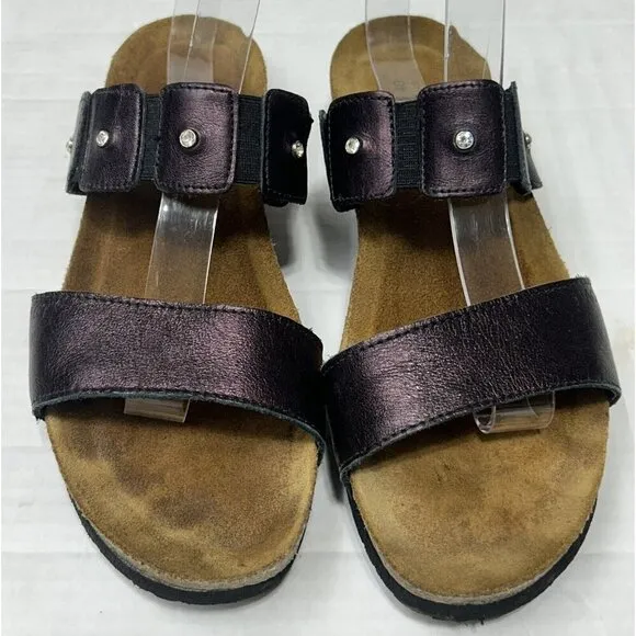 NAOT Sandals Womens Size 40 US 9 Ashley Metallic Leather Slip On Slide Comfort