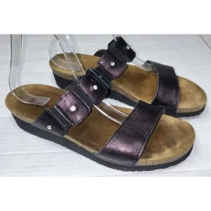 NAOT Sandals Womens Size 40 US 9 Ashley Metallic Leather Slip On Slide Comfort