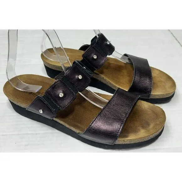 NAOT Sandals Womens Size 40 US 9 Ashley Metallic Leather Slip On Slide Comfort
