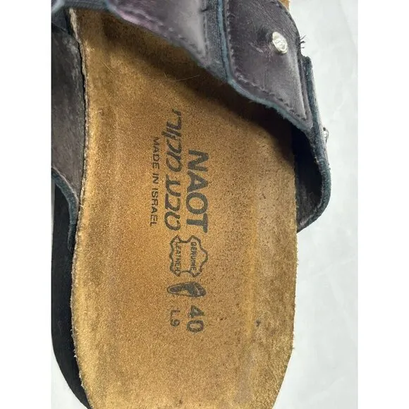 NAOT Sandals Womens Size 40 US 9 Ashley Metallic Leather Slip On Slide Comfort